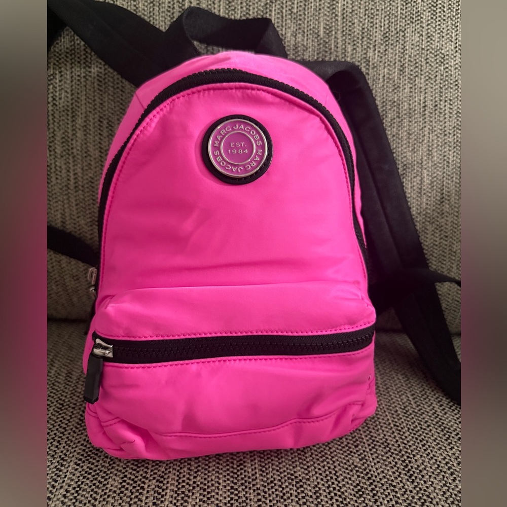 Marc Jacobs Neon Pink Mini Backpack with Black Accents